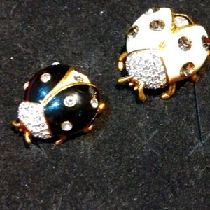 J.R. Vintage Swarovski Ladybug Enameled Brooch Set